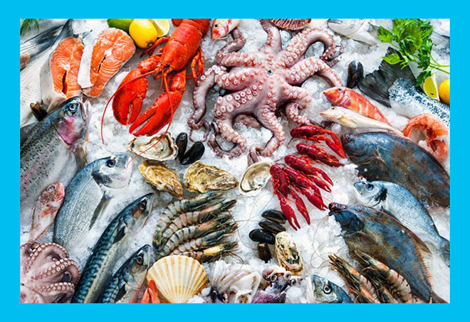 морепродукты на льду
